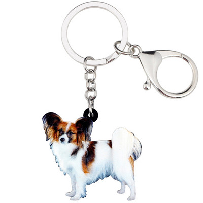 Bonsny Acrilic Papillon Câine Breloc Breloc Inele Bijuterii Pentru Femei Fete Poșetă Poșetă Mașină Brelocuri Pandantiv Accesorii pentru animale de companie