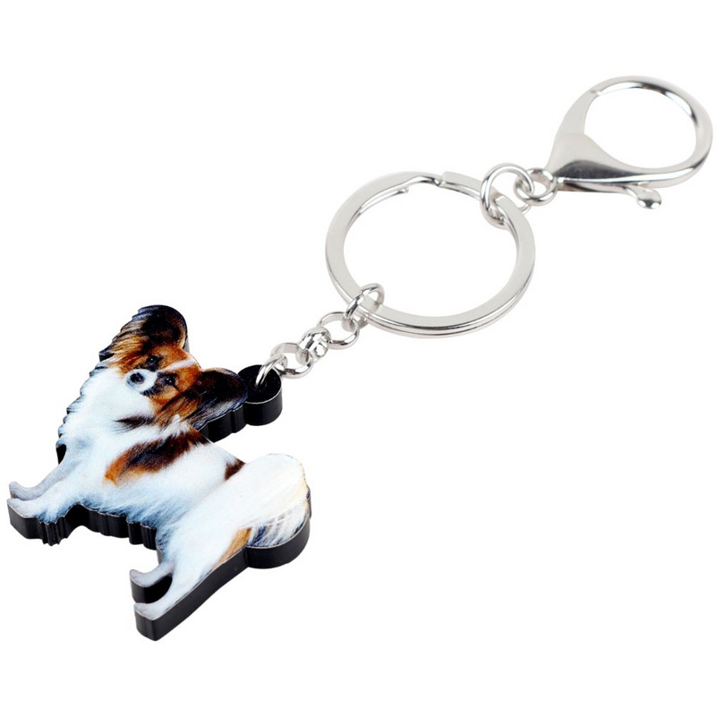 Bonsny Acrilic Papillon Câine Breloc Breloc Inele Bijuterii Pentru Femei Fete Poșetă Poșetă Mașină Brelocuri Pandantiv Accesorii pentru animale de companie