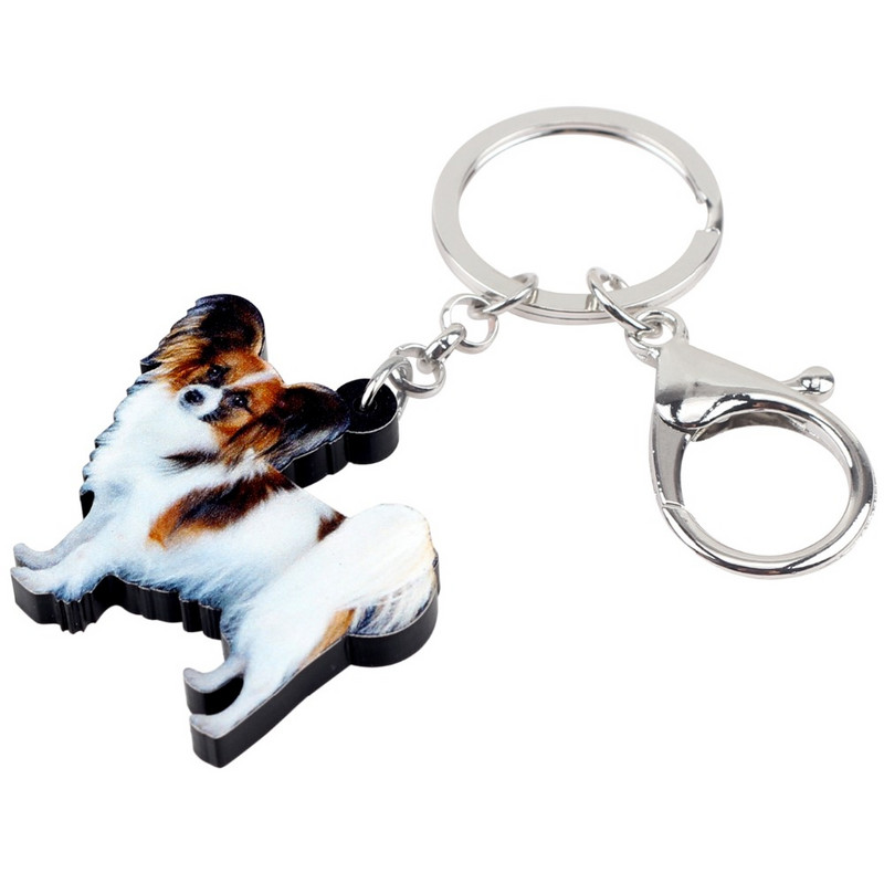 Bonsny Acrilic Papillon Câine Breloc Breloc Inele Bijuterii Pentru Femei Fete Poșetă Poșetă Mașină Brelocuri Pandantiv Accesorii pentru animale de companie