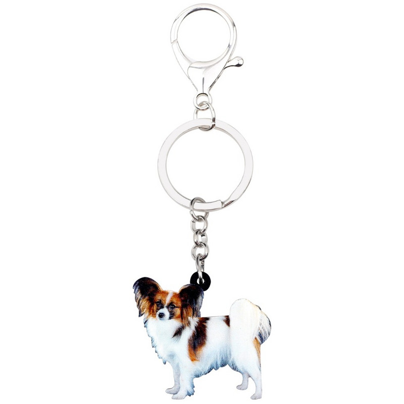 Bonsny Acrilic Papillon Câine Breloc Breloc Inele Bijuterii Pentru Femei Fete Poșetă Poșetă Mașină Brelocuri Pandantiv Accesorii pentru animale de companie