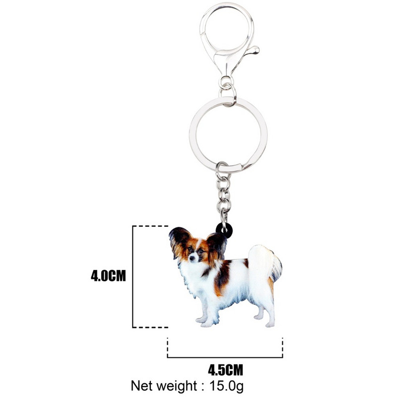 Bonsny Acrilic Papillon Câine Breloc Breloc Inele Bijuterii Pentru Femei Fete Poșetă Poșetă Mașină Brelocuri Pandantiv Accesorii pentru animale de companie