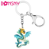 Bonsny acrilic draguț albastru chinezesc cu aripi lungi brelocuri la modă poșetă rucsac breloc inel bijuterii pentru femei fete farmec