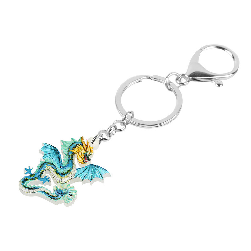 Bonsny acrilic draguț albastru chinezesc cu aripi lungi brelocuri la modă poșetă rucsac breloc inel bijuterii pentru femei fete farmec