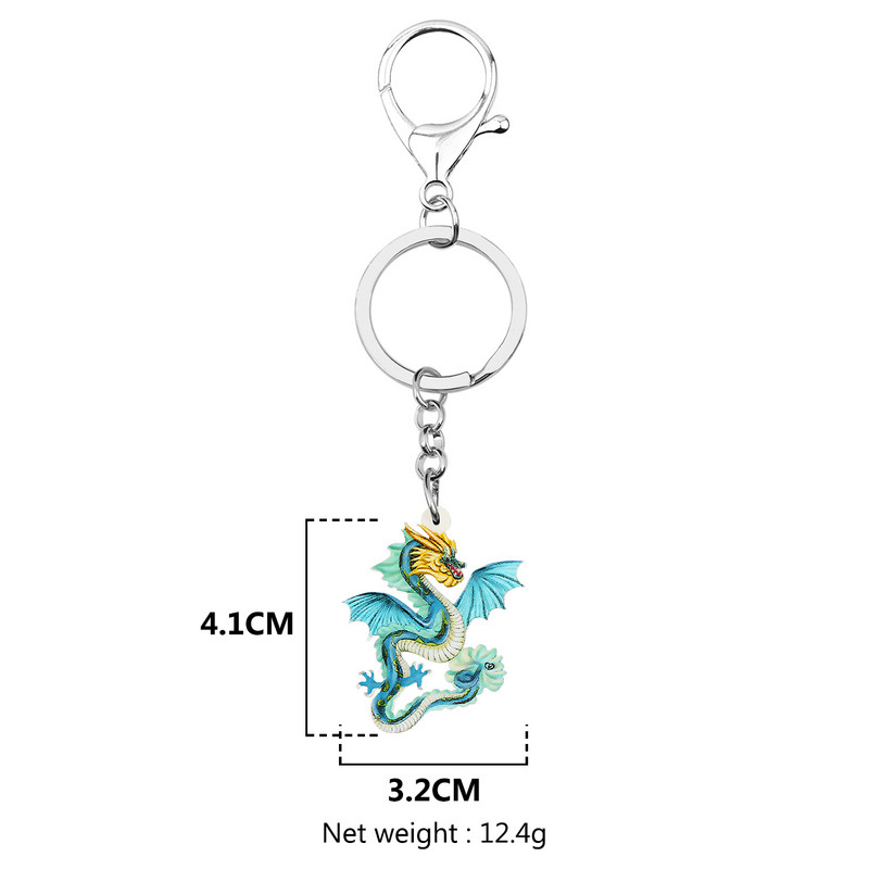 Bonsny acrilic draguț albastru chinezesc cu aripi lungi brelocuri la modă poșetă rucsac breloc inel bijuterii pentru femei fete farmec
