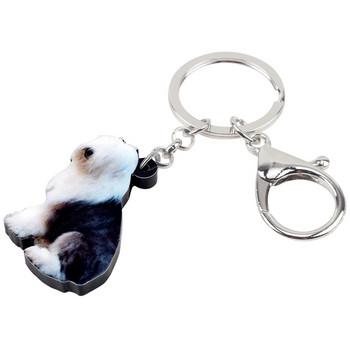 Ακρυλικό Bonsny Μοναδικό Old English Sheepdog Dog Keychain δαχτυλίδια κοσμήματα για γυναίκες κορίτσι τσάντα Κρεμαστό πορτοφόλι Charms Pet