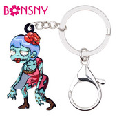 Bonsny Acrilic Halloween Walking Femeie Zombie Breloc Breloc Inele Bijuterii Anime pentru Femei Fete Poșetă Bijoux Bulk