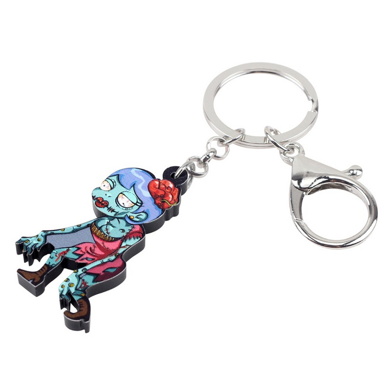 Bonsny Acrilic Halloween Walking Femeie Zombie Breloc Breloc Inele Bijuterii Anime pentru Femei Fete Poșetă Bijoux Bulk