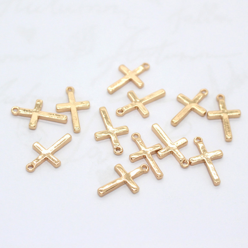 6 bucăți, simplu, religios, Isus, placat cu aur, brelocuri pentru cercei cu cruce, aliaj, colier punk, brățară, conector pentru bijuterii.