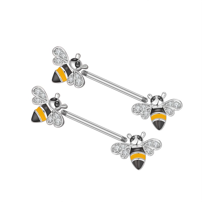 2 buc. 14G Bee Gecko Wing Nipple Rings Shield Cover Barbell Titanium Steel Piercing pentru mamelon pentru femei Piercing pentru sân pentru corp Bijuterii