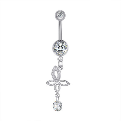 Szív virág pillangó 14g köldök köldök gyűrűk sebészeti acél kristály cirkon rúd piercing Ombligo Oreja lógó testékszerek