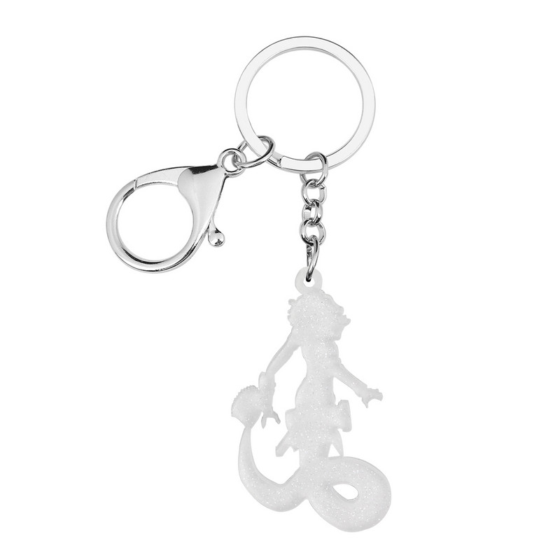 Bonsny acrilic dulce negru coadă lungă șarpe doamnă brelocuri inel la modă breloc mașină brelocuri unice bijuterii cadou pentru femei fete