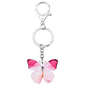 NEWEI Acrylic Morpho Butterfly Insect Keychain Long Printing Animal Keyring Γυναικείες ανοιξιάτικες τσάντες τσάντα κοσμήματα αυτοκινήτου Αξεσουάρ