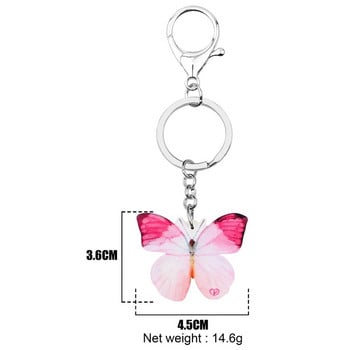 NEWEI Acrylic Morpho Butterfly Insect Keychain Long Printing Animal Keyring Γυναικείες ανοιξιάτικες τσάντες τσάντα κοσμήματα αυτοκινήτου Αξεσουάρ