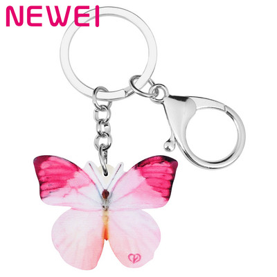 NEWEI Breloc acrilic Morpho Fluture Insecte Breloc Animal cu imprimare lungă Poșetă de mână de primăvară Accesorii pentru bijuterii pentru mașină