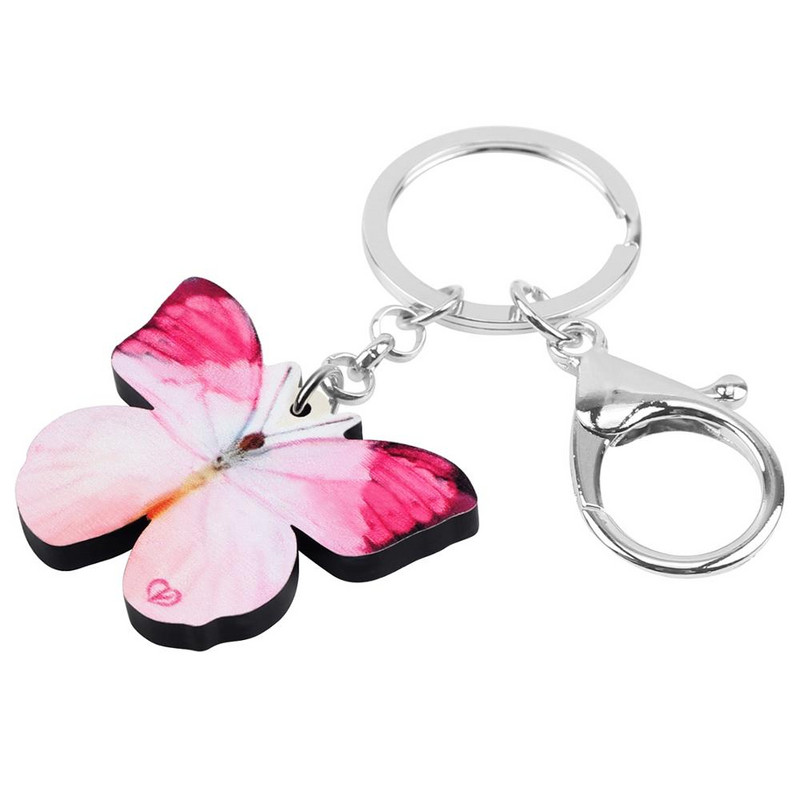 NEWEI Breloc acrilic Morpho Fluture Insecte Breloc Animal cu imprimare lungă Poșetă de mână de primăvară Accesorii pentru bijuterii pentru mașină