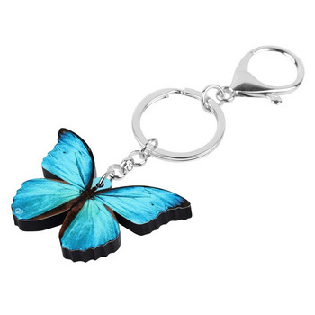Newei Acrylic Blue Morpho Butterfly Μπρελόκ Μεγάλα έντομα Ζώο μπρελόκ Κοσμήματα για γυναίκες κορίτσια Δώρα καινοτομία Τσάντα Διακόσμηση αυτοκινήτου