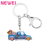 Bonsny acrilic drăguț ouă de Paște albastru cu desene animate iepure breloc mașină inel geanta la modă poșetă breloc bijuterii pentru femei cadou fete