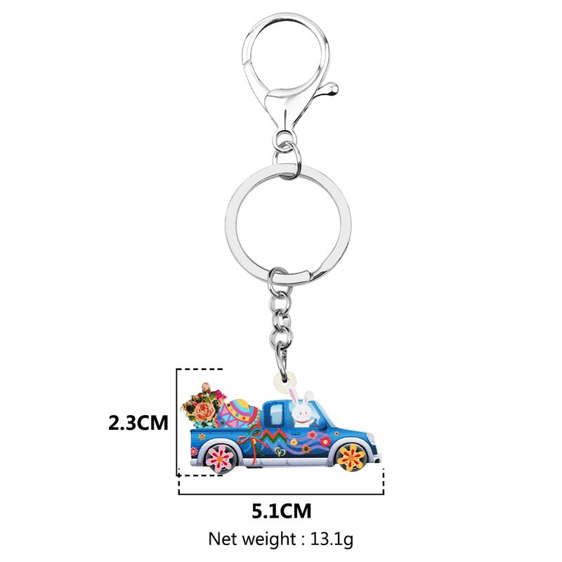 Bonsny acrilic drăguț ouă de Paște albastru cu desene animate iepure breloc mașină inel geanta la modă poșetă breloc bijuterii pentru femei cadou fete