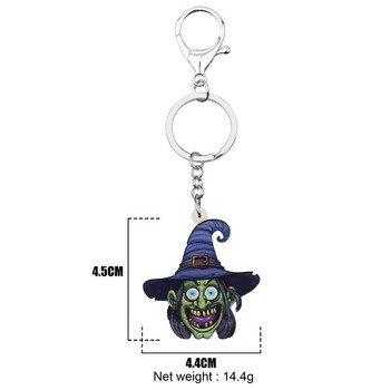 NEWEI Ακρυλικό Halloween Magic Witch Keychains Print Long Keyring Κοσμήματα Δώρο για γυναίκες Κλασικό δώρο Μοντέρνα διακόσμηση τσάντα αυτοκινήτου