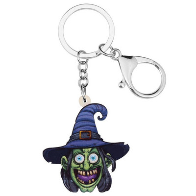 NEWEI Breloc acrilic de vrăjitoare magică de Halloween, imprimat Breloc lung, bijuterii, cadou pentru femei, cadou clasic, decorare la modă pentru geanta de mașină