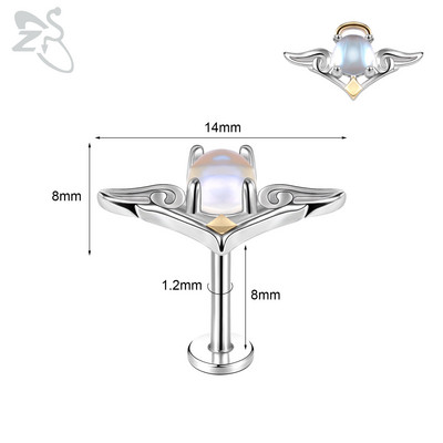 ZS 1-dijelni Punk Demon&Angel Shape Lip Piercing za usne 16G Monroe od nehrđajućeg čelika Lips Stud Bat Piercing za hrskavicu Tragus Helix