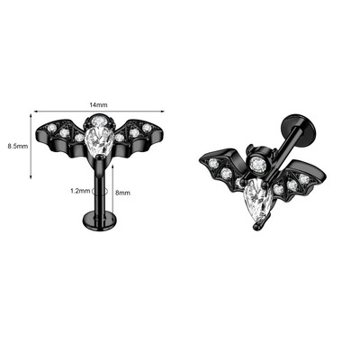 ZS 1-dijelni Punk Demon&Angel Shape Lip Piercing za usne 16G Monroe od nehrđajućeg čelika Lips Stud Bat Piercing za hrskavicu Tragus Helix