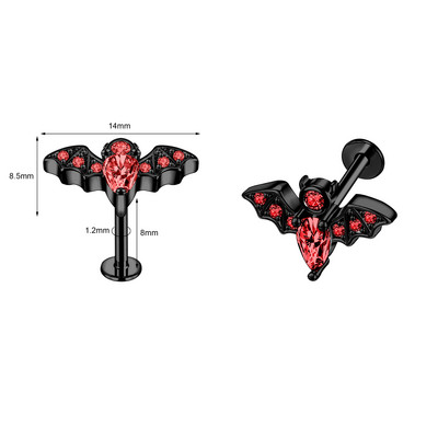 ZS 1-dijelni Punk Demon&Angel Shape Lip Piercing za usne 16G Monroe od nehrđajućeg čelika Lips Stud Bat Piercing za hrskavicu Tragus Helix