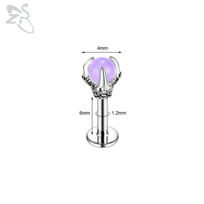 ZS 1-dijelni Punk Demon&Angel Shape Lip Piercing za usne 16G Monroe od nehrđajućeg čelika Lips Stud Bat Piercing za hrskavicu Tragus Helix