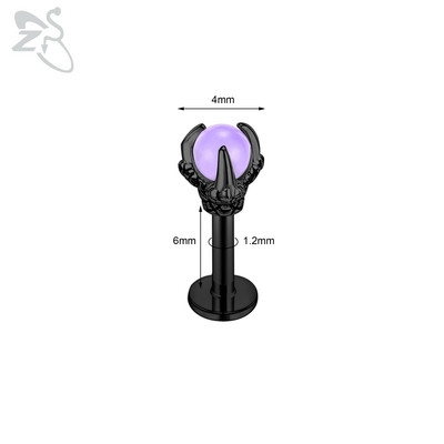 ZS 1-dijelni Punk Demon&Angel Shape Lip Piercing za usne 16G Monroe od nehrđajućeg čelika Lips Stud Bat Piercing za hrskavicu Tragus Helix