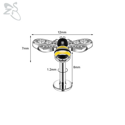 ZS 1-dijelni Punk Demon&Angel Shape Lip Piercing za usne 16G Monroe od nehrđajućeg čelika Lips Stud Bat Piercing za hrskavicu Tragus Helix