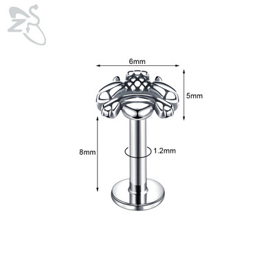 ZS 1-dijelni Punk Demon&Angel Shape Lip Piercing za usne 16G Monroe od nehrđajućeg čelika Lips Stud Bat Piercing za hrskavicu Tragus Helix