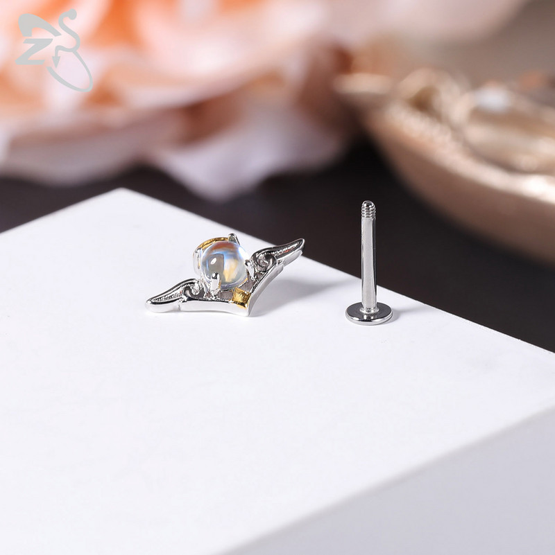 ZS 1-dijelni Punk Demon&Angel Shape Lip Piercing za usne 16G Monroe od nehrđajućeg čelika Lips Stud Bat Piercing za hrskavicu Tragus Helix