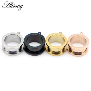 Alisouy 2 τμχ DIY κρεμαστό κρεμαστό κρεμαστό ανοξείδωτο ατσάλι Τροχαλία αυτιών Βίδες τούνελ Φορεία Body Piercing Κοσμήματα Σκουλαρίκια Expander