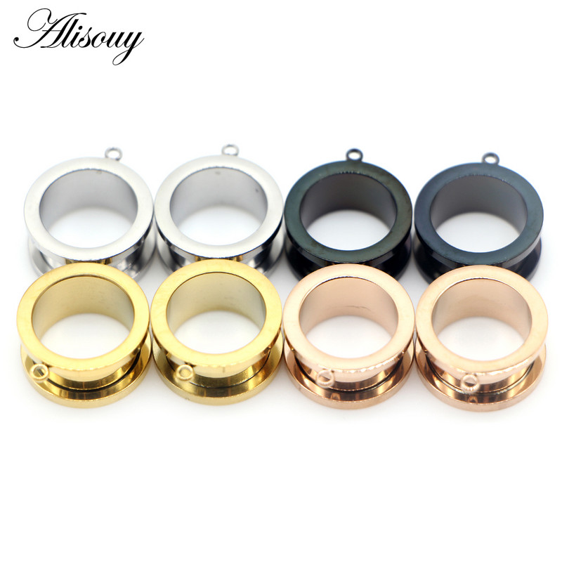 Alisouy 2 buc. Bricolaj pandantiv dangle, scripete din oțel inoxidabil, dopuri pentru urechi, tuneluri cu șuruburi, brancardiere, piercing pentru corp, bijuterii, cercei, expansor