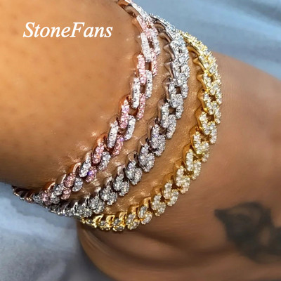 Stonefans Hip Hop Rhinestone Iced Out Cuban Anklet Leg βραχιόλι για Γυναικεία Γυαλιστερή αλυσίδα κουβανέζικου συνδέσμου ποδιών κοσμήματα ξυπόλυτα