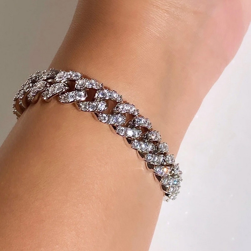 Stonefans Hip Hop Strass Iced Out cubanez gleznă brățară cu picior pentru femei cu lanț cu legături cubaneze strălucitoare gleznă bijuterii pentru picioare desculț