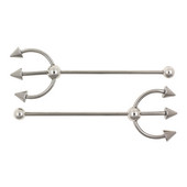 JHJT 1PC 14G Industrial Barbell Piercing Furcă Formă Oțel Chirurgical Cartilaj Cercei Helix Industrial Piercing Bar Bijuterii