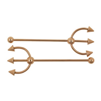 JHJT 1PC 14G Industrial Barbell Piercing Furcă Formă Oțel Chirurgical Cartilaj Cercei Helix Industrial Piercing Bar Bijuterii