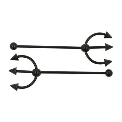 JHJT 1PC 14G Industrial Barbell Piercing Furcă Formă Oțel Chirurgical Cartilaj Cercei Helix Industrial Piercing Bar Bijuterii