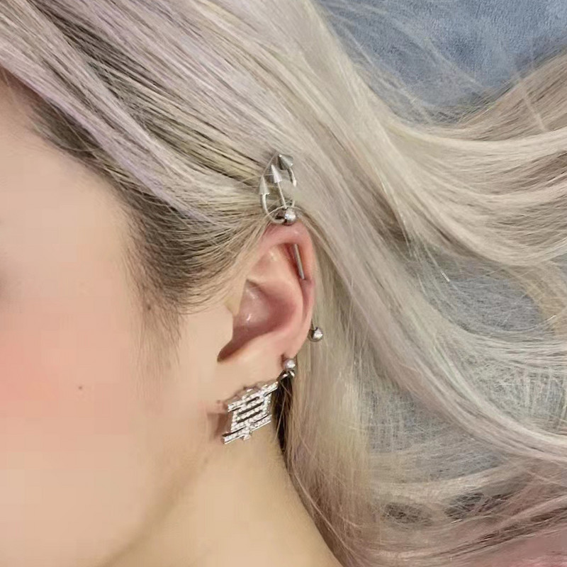 JHJT 1PC 14G Industrial Barbell Piercing Furcă Formă Oțel Chirurgical Cartilaj Cercei Helix Industrial Piercing Bar Bijuterii