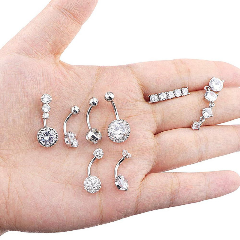 1 buc. Inel sexy pentru buric atârnat pentru buric Inele pentru buton de cristal de modă 14G Cz oțel chirurgical Piercing pentru buric bijuterii