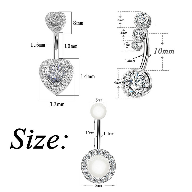 1 buc. Inel sexy pentru buric atârnat pentru buric Inele pentru buton de cristal de modă 14G Cz oțel chirurgical Piercing pentru buric bijuterii