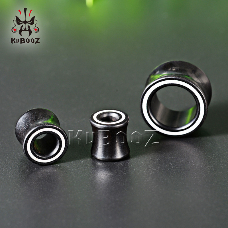 KUBOOZ Design de ultimă generație Linie albă dopuri piercing urechi din lemn Dimensiuni de expansiune Bijuterii pentru corp de modă Tuneluri pentru cercei Stretchers 2 buc.