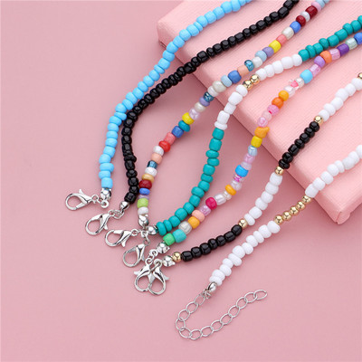 DoreenBeads Handmade Beaded Anklet Seed Bead Ρυθμιζόμενο πολύχρωμο βραχιόλι στον αστράγαλο στο πόδι Μοντέρνο κόσμημα για γυναίκες 21,5cm