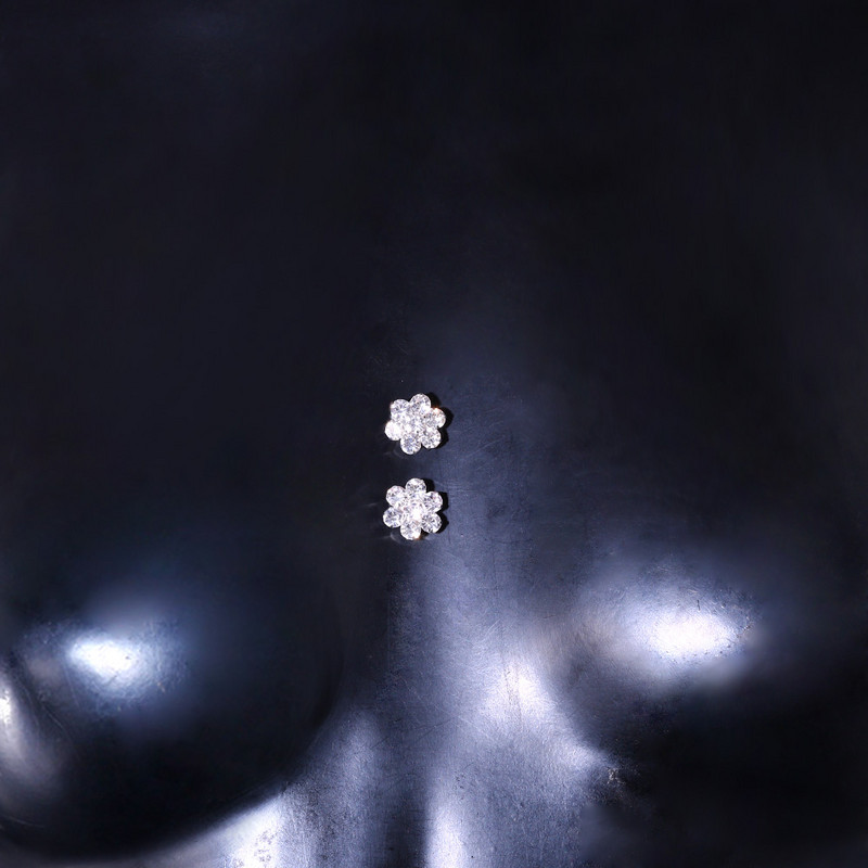 2 tk Seksikas lilleline kristallist lõhenemisküünte rõngad kleebised ilma augustamiseta kivikivist rinnaehted naistele võlts augustamise ehted