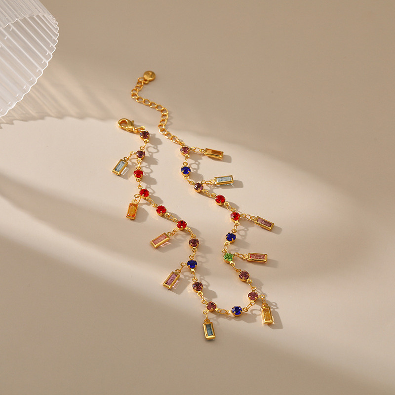 Boho pătrat zircon ciucuri glezne pentru femei vară plajă accesorii picioare bijuterii lanț pentru picioare brățară de gleznă din oțel inoxidabil 2022