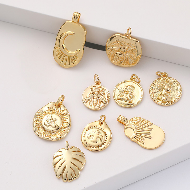 Brelocuri cu pandantiv pentru fabricarea de bijuterii, frunze de fluture, plante, brelocuri pentru monede, bijuterii, cercei, colier, brăţară, alamă, cupru