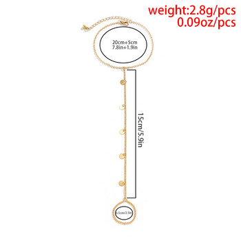 Модерен минимализъм Основна верижка за глезена за жени Дълга верига Пръстени с пискюли Геометрична кръгла висулка Бижута за крака Ваканционни бижута