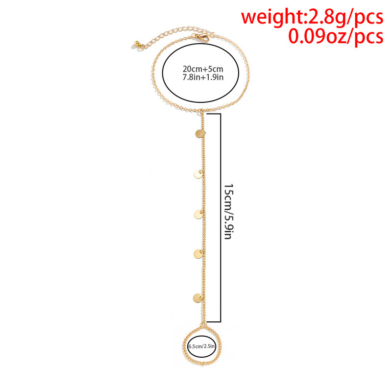 La modă Minimalism de bază lanț de gleznă pentru femei cu lanț lung ciucuri inele pentru degetele de la picior geometric rotund pandantiv bijuterii pentru picioare Bijoux de vacanță