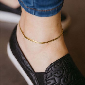 GD Trendy Female Flat Snake Chain Glezen Неръждаема стомана Анкета Дамски 4 мм позлатени бижута на глезена